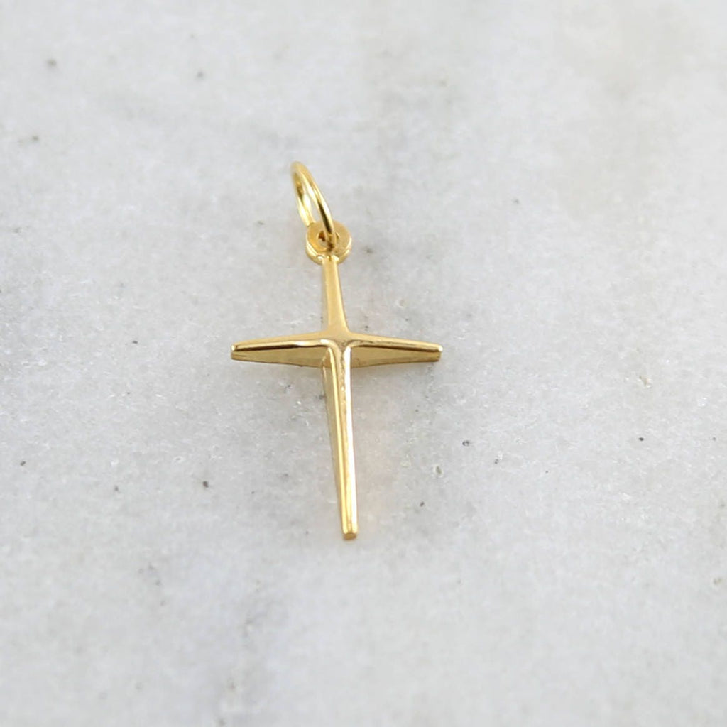 14K Gold Filled Plain Cross Charm Religious Spirtual Pendant
