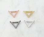 15mmx15mm Rhodium Plated Rhodium Pave CZ Open Triangle Necklace Connector