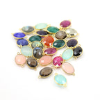 Sterling Silver or Gold Plated Oval Semi Precious Faceted Gemstone Connector