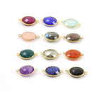 Sterling Silver or Gold Plated Oval Semi Precious Faceted Gemstone Connector