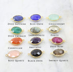 Sterling Silver or Gold Plated Oval Semi Precious Faceted Gemstone Connector