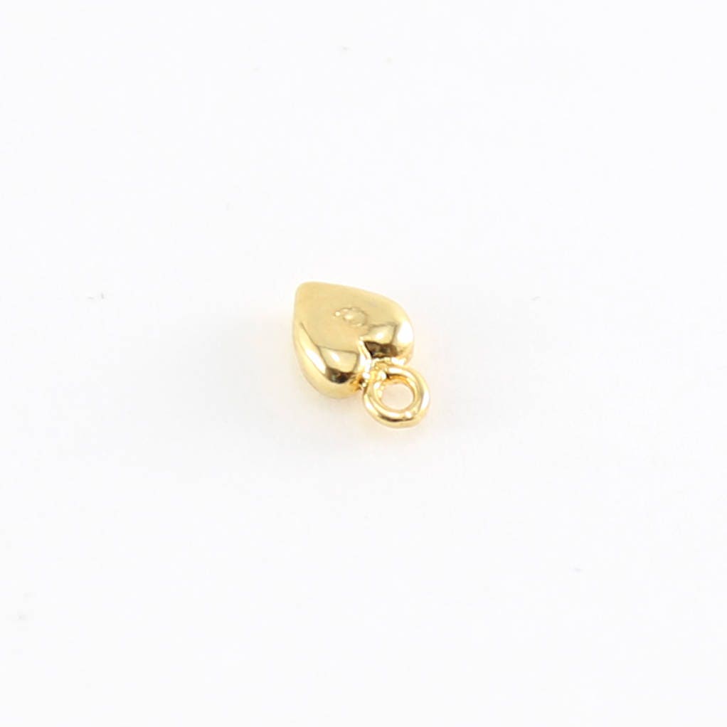 Sterling Silver or Vermeil Tiny Puffy Thick Heart Charm in or Love Friendship