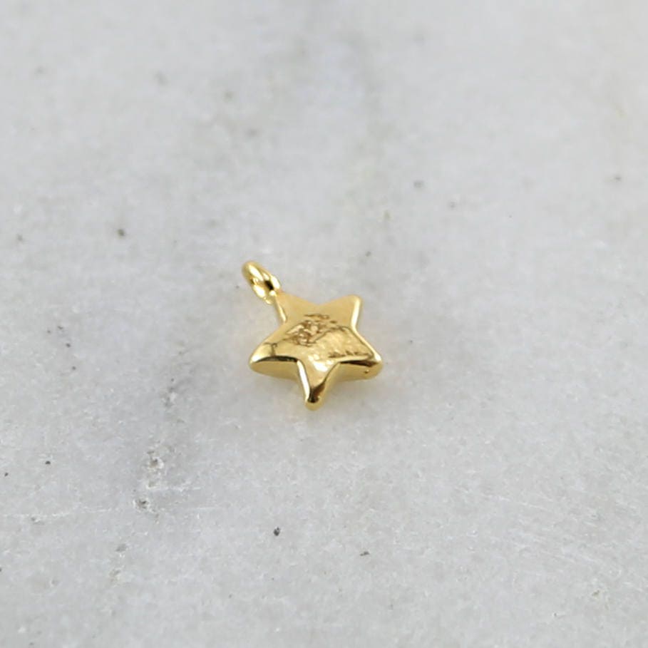 8mmx5mm Sterling Silver or Vermeil Teeny Tiny Puffy Star Charm Celestial