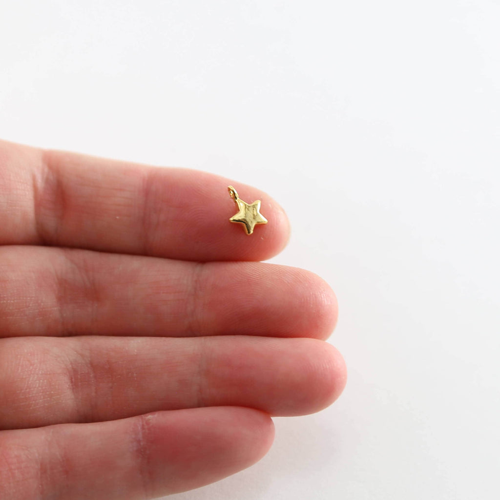 8mmx5mm Sterling Silver or Vermeil Teeny Tiny Puffy Star Charm Celestial