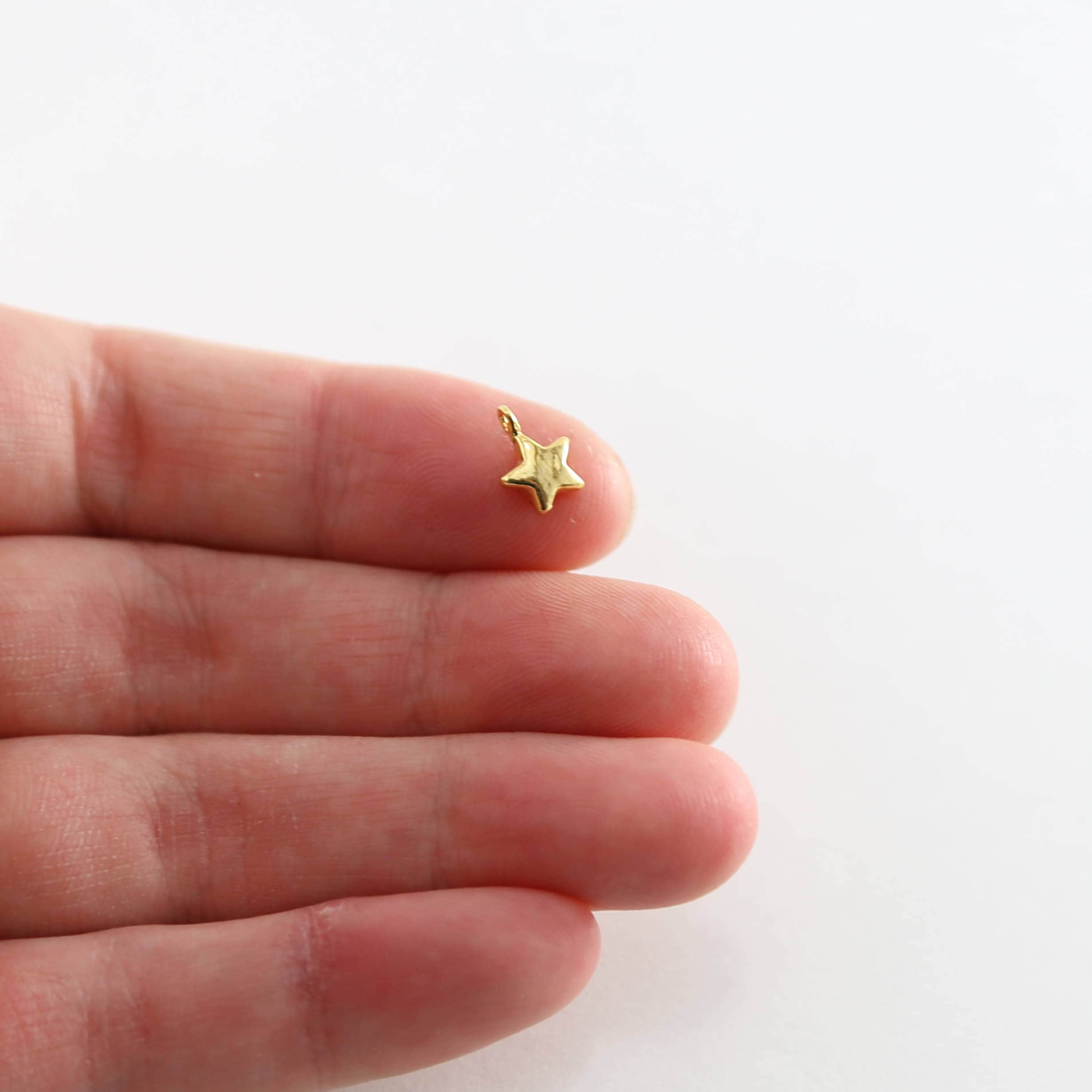8mmx5mm Sterling Silver or Vermeil Teeny Tiny Puffy Star Charm Celestial