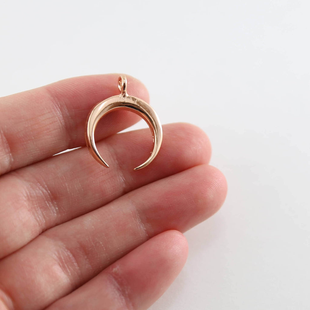 23mmx18mm Sterling Silver or Vermeil Horn Upside Down Crescent Moon Charm