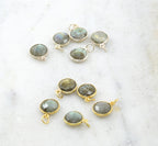 Sterling Silver or Gold Plated 10mm Round Labradorite Faceted Bezel Gemstone