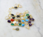 Sterling Silver or Gold Plated Teardrop Semi Precious Faceted Gemstone 1 Loop