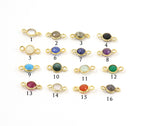 Sterling Silver or Gold Plated Tiny Round Gemstone Faceted Bezel Connector