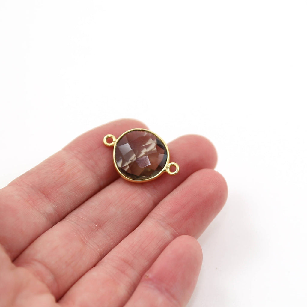 Sterling Silver or Vermeil Raw Shaped Smokey Quartz Faceted Gemstone Over