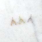 Brass Tiny CZ Pave Wishbone Silver Gold Rose Gold Small Charm