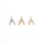 Brass Tiny CZ Pave Wishbone Silver Gold Rose Gold Small Charm