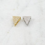 11mmx9mm Rhodium Plated Pave CZ Triangle Bead Cubic Zirconia Gold or Silver