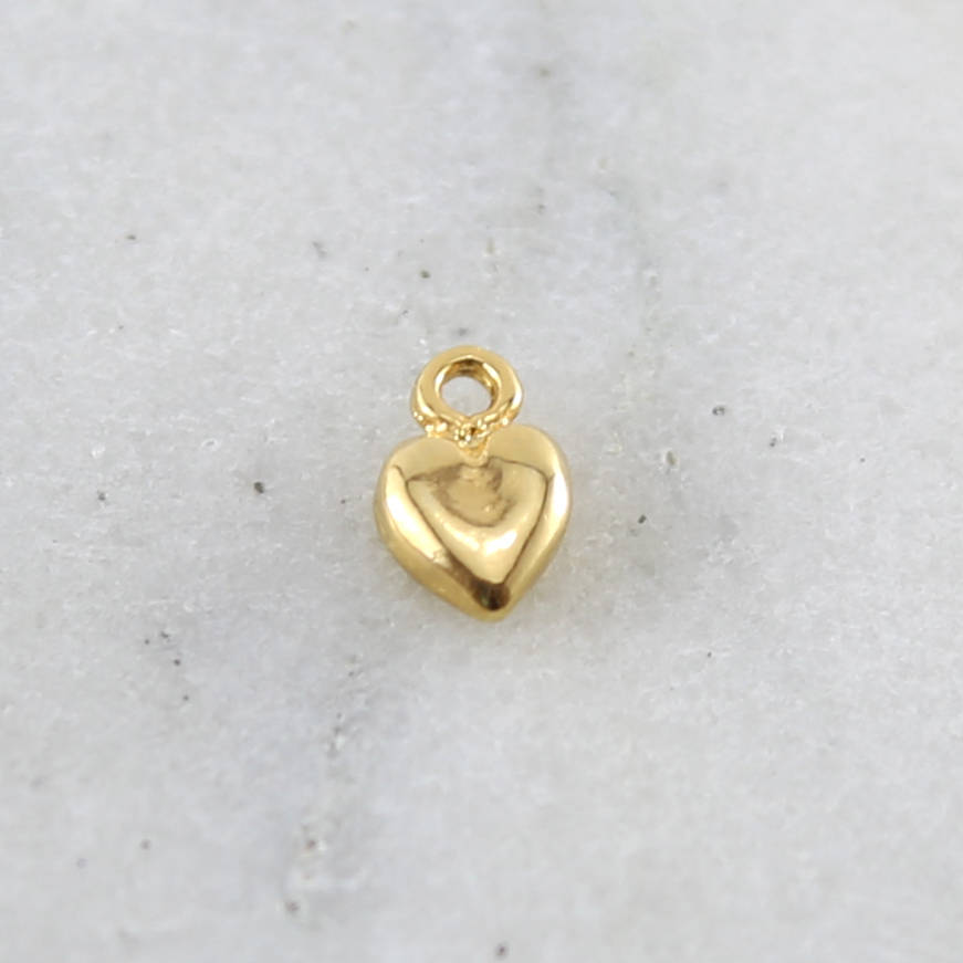 Sterling Silver or Vermeil Tiny Puffy Thick Heart Charm in or Love Friendship