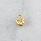 Sterling Silver or Vermeil Tiny Puffy Thick Heart Charm in or Love Friendship