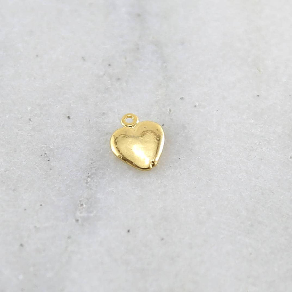 Sterling Silver or Vermeil Mini Flat Heart Charm in or Dainty Heart Love