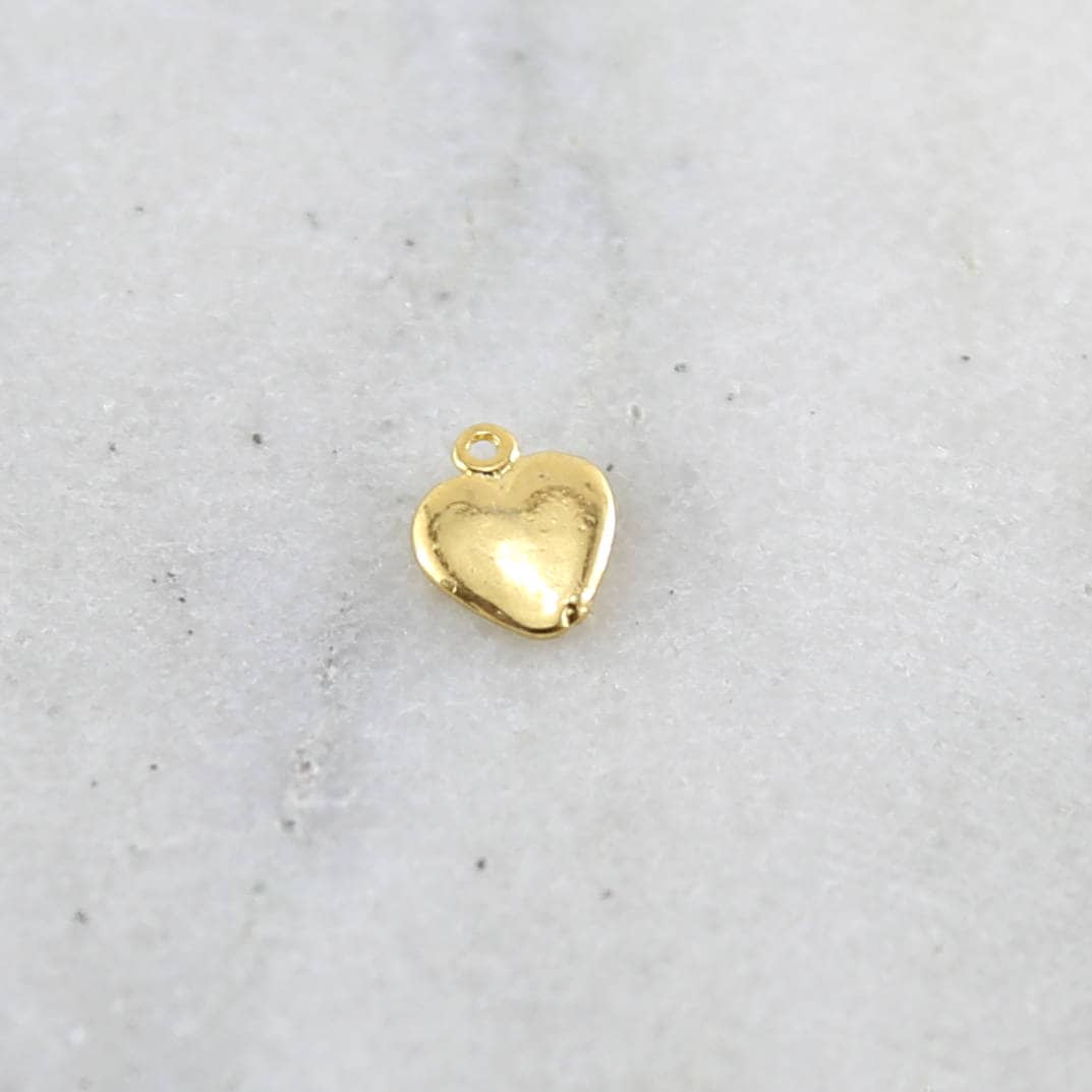 Sterling Silver or Vermeil Mini Flat Heart Charm in or Dainty Heart Love