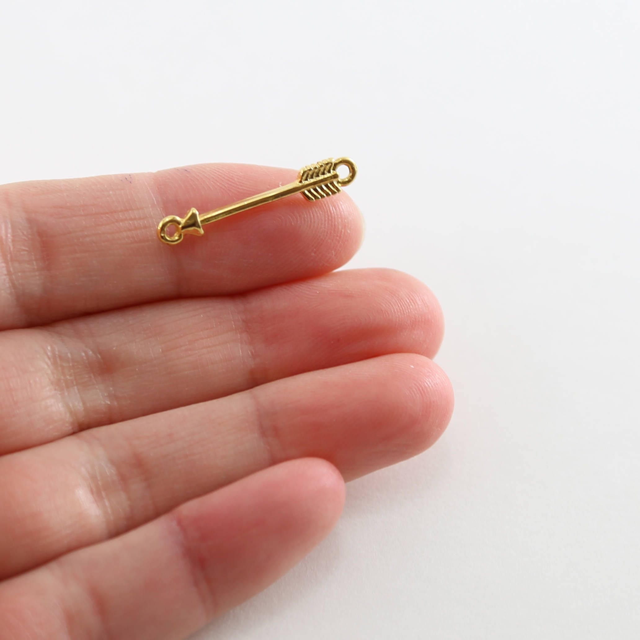 Sterling Silver or Vermeil Sideways Arrow Connector Link Charm for Necklace