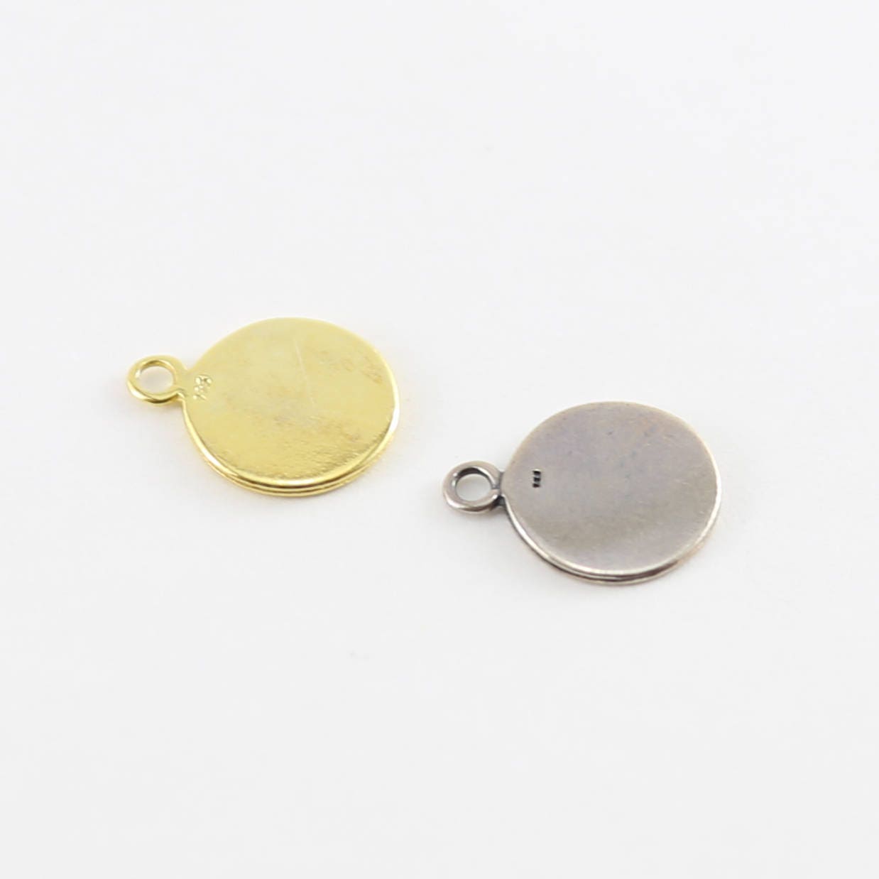 Sterling Silver or Vermeil Round Embossed Ohm Charm with Loop