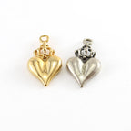 25mmx14mm Sterling Silver or Vermeil Large Heart with Crown Charm in or Love