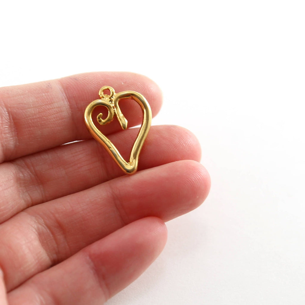 Sterling Silver or Vermeil Organic Shaped Heart Outline Charm