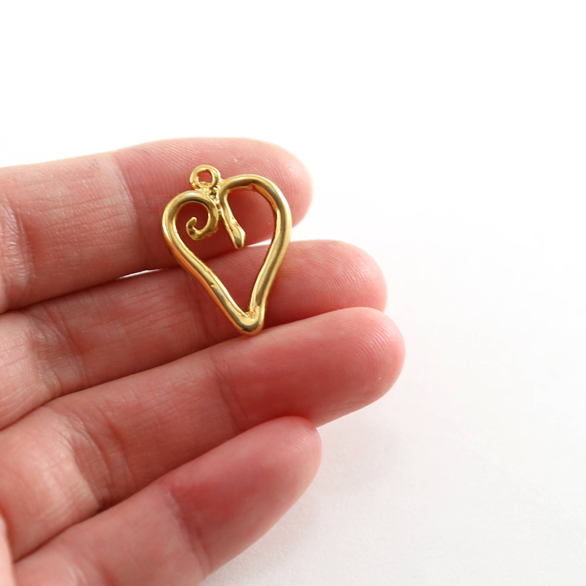 Sterling Silver or Vermeil Organic Shaped Heart Outline Charm