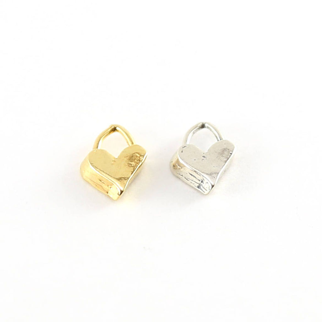 Sterling Silver or Vermeil Slanted Thick Heart with Loop Love Friendship