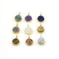 Sterling Silver or Vermeil Pretty Bezel Druzy Single Loop Pendant Charm 8mm