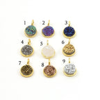 Sterling Silver or Vermeil Pretty Bezel Druzy Single Loop Pendant Charm 8mm