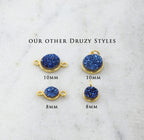 Sterling Silver or Vermeil Shimmering Druzy Connector Bezel 8mm Pendant Charm