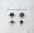 Sterling Silver or Vermeil Pretty Bezel Druzy Single Loop Pendant Charm 8mm