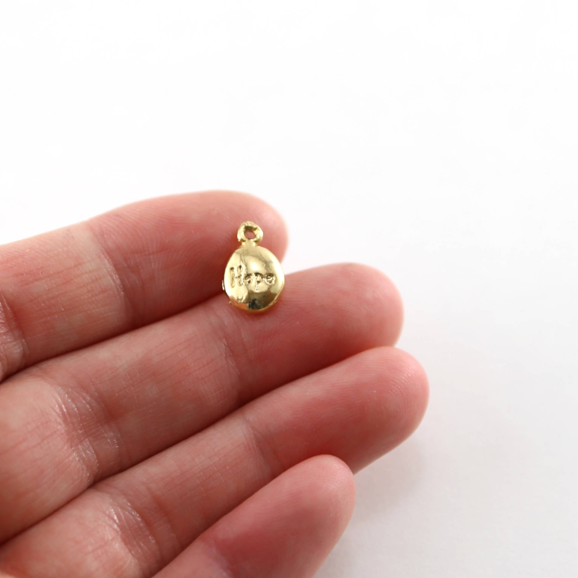 Sterling Silver or Vermeil Thick Oval Hope Inspirational Charm or Small