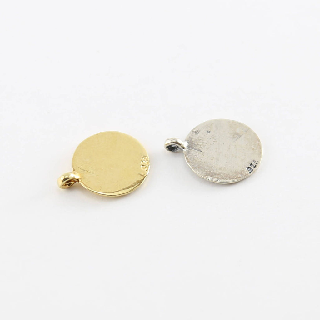 Sterling Silver or Vermeil Round Ohm Stamped Charm Pendant