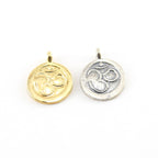 Sterling Silver or Vermeil Round Ohm Stamped Charm Pendant