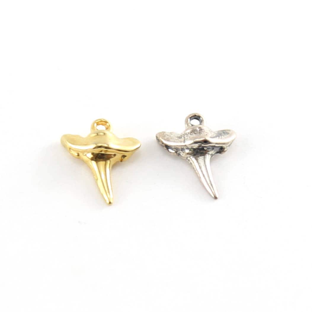 Sterling Silver or Vermeil Tiny Shark Tooth Ocean Animal Nature Charm