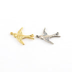 Sterling Silver or Vermeil Bird Connector Charm Sparrow Nature Pendant