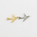 Sterling Silver or Vermeil Bird Connector Charm Sparrow Nature Pendant