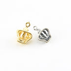 Sterling Silver or Vermeil Crown Charm Pendant with Hollow Back