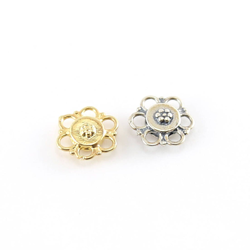 10mm X10mm Sterling Silver or Vermeil Flower Multi Connector Charm