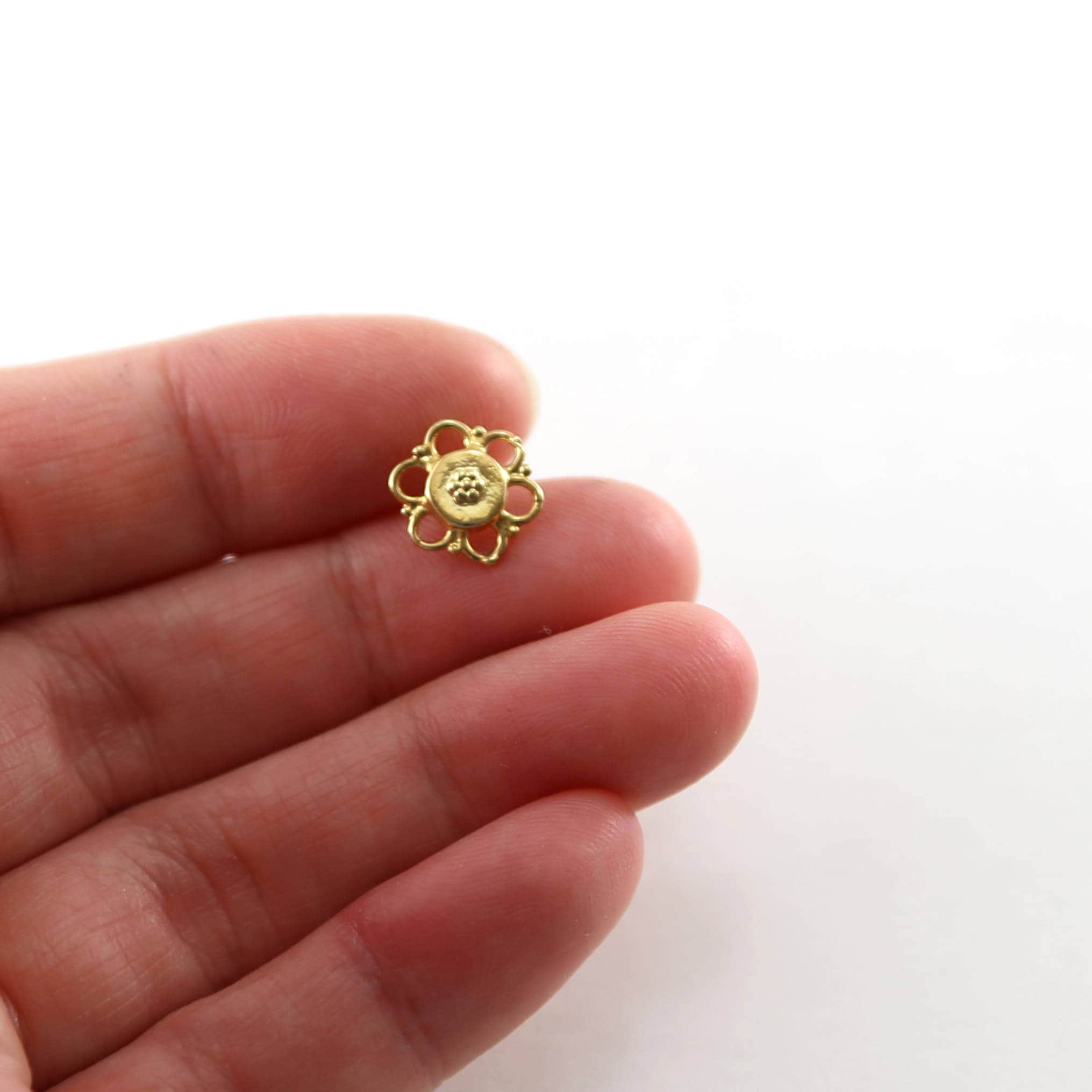 10mm X10mm Sterling Silver or Vermeil Flower Multi Connector Charm