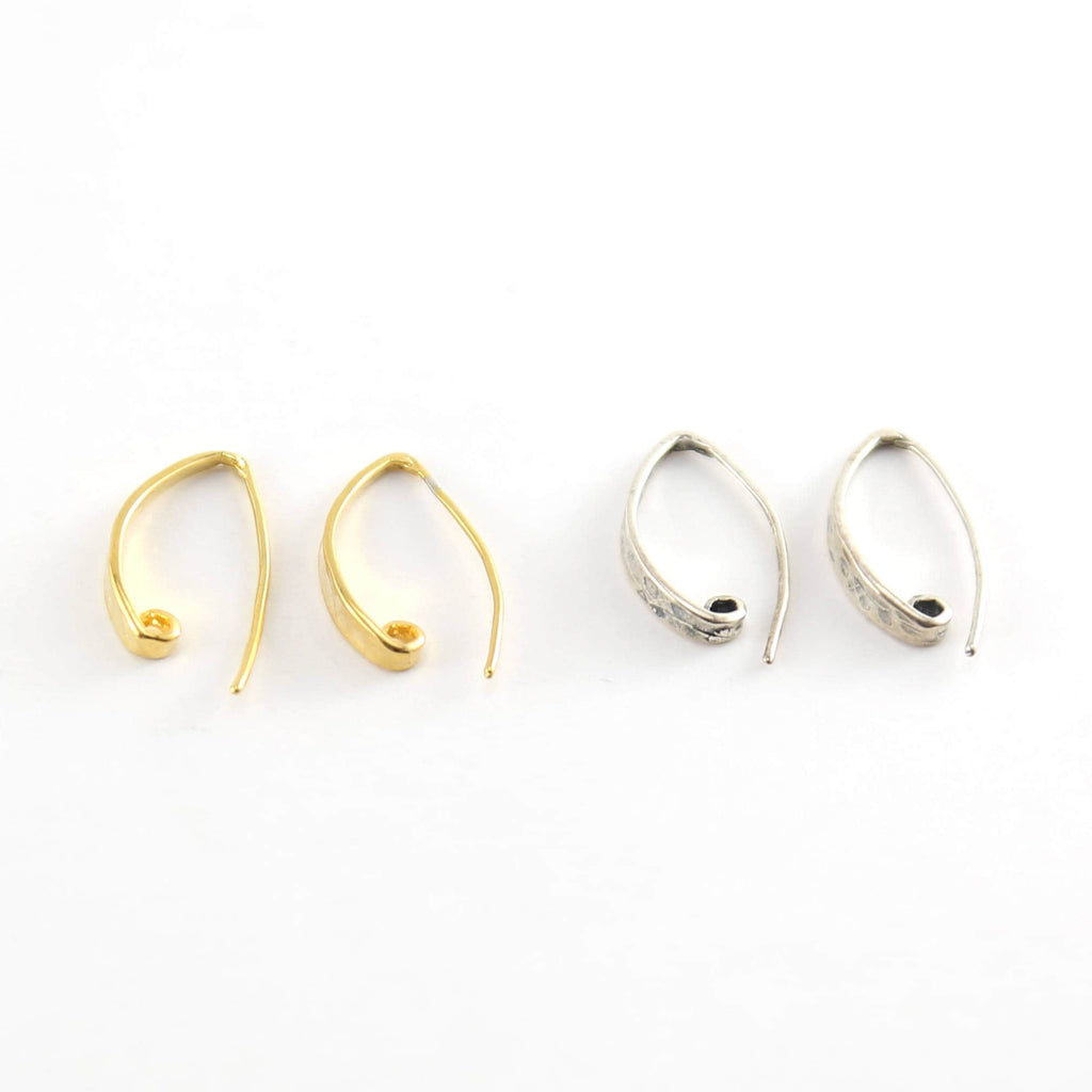 21mmx12mm Sterling Silver or Vermeil Flattened Front Earring Wire Ear (2pc)