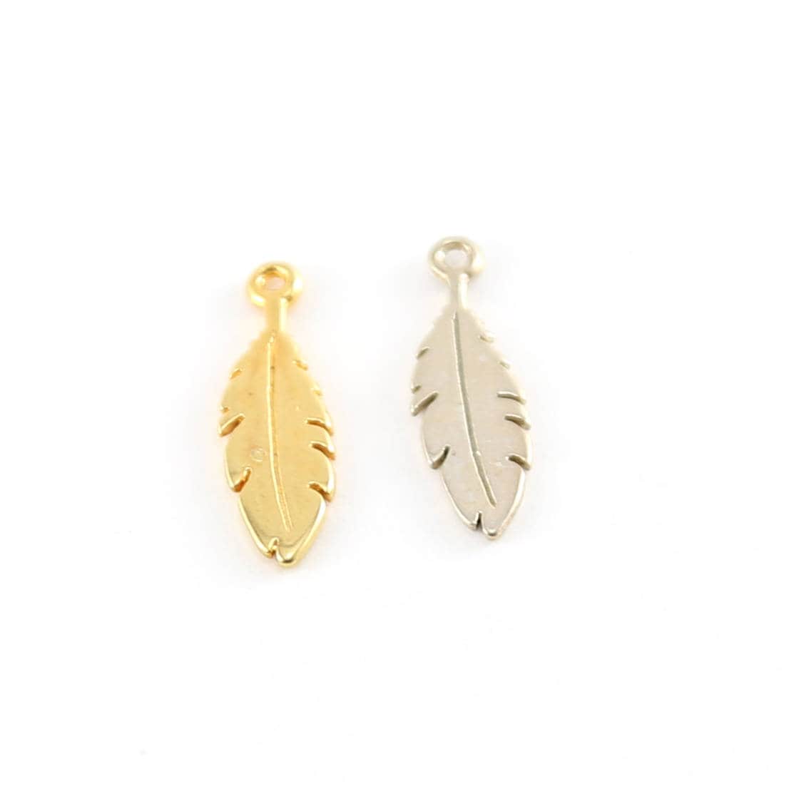 18mmx6mm Sterling Silver or Vermeil Small Flat Feather Charm in or Nature