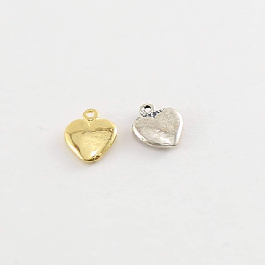 Sterling Silver or Vermeil Mini Flat Heart Charm in or Dainty Heart Love