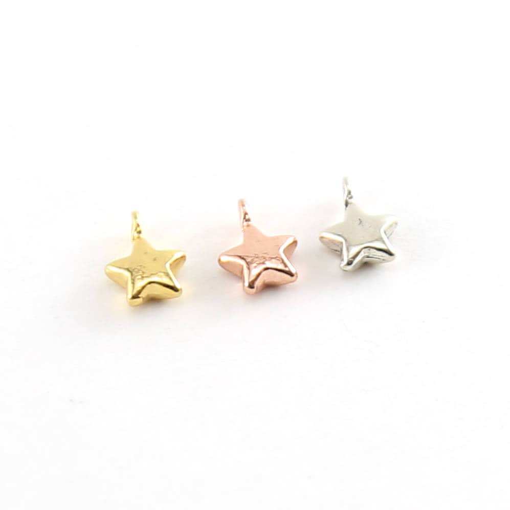 8mmx5mm Sterling Silver or Vermeil Teeny Tiny Puffy Star Charm Celestial