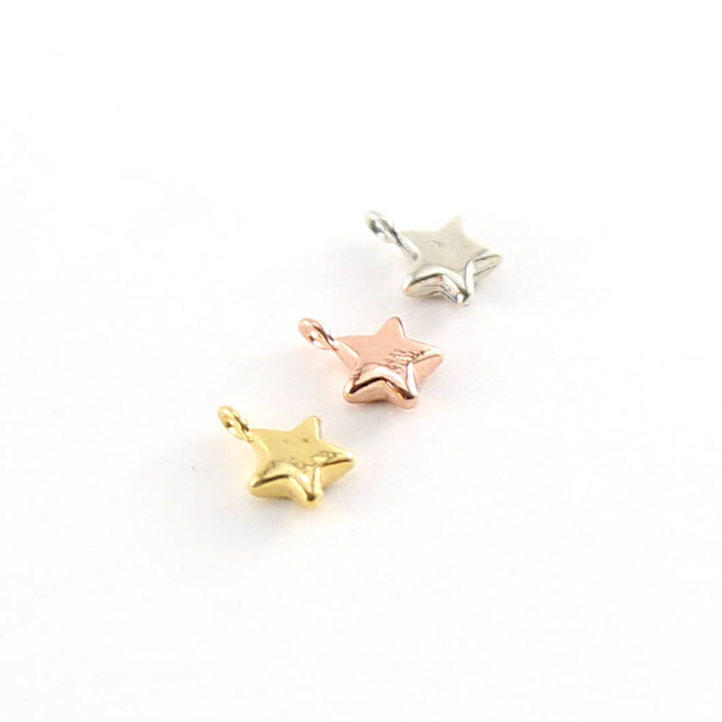 8mmx5mm Sterling Silver or Vermeil Teeny Tiny Puffy Star Charm Celestial