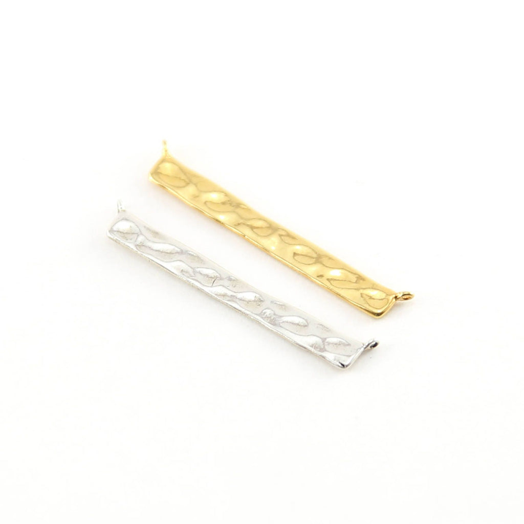 32mmx3mm Sterling Silver or Vermeil Hammered Textured Long Bar Connector