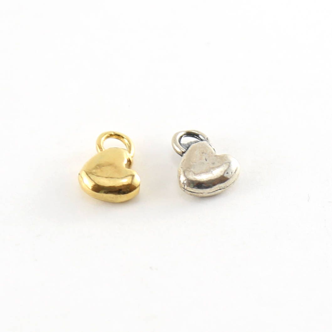 Sterling Silver or Vermeil Thick Sideways Organic Heart Charm