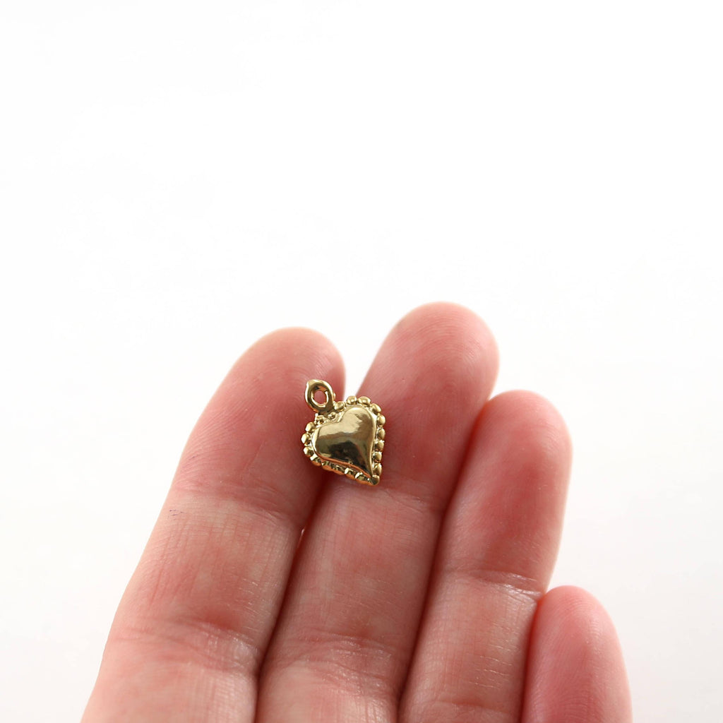 14mmx10mm Sterling Silver or Vermeil Small Beaded Rimmed Valentine's Day