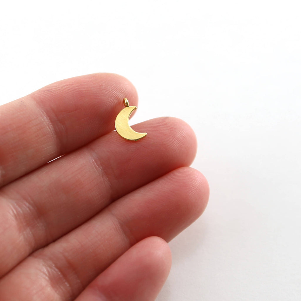 10mmx5mm Sterling Silver or Vermeil Tiny Mini Moon Charm (2pc)