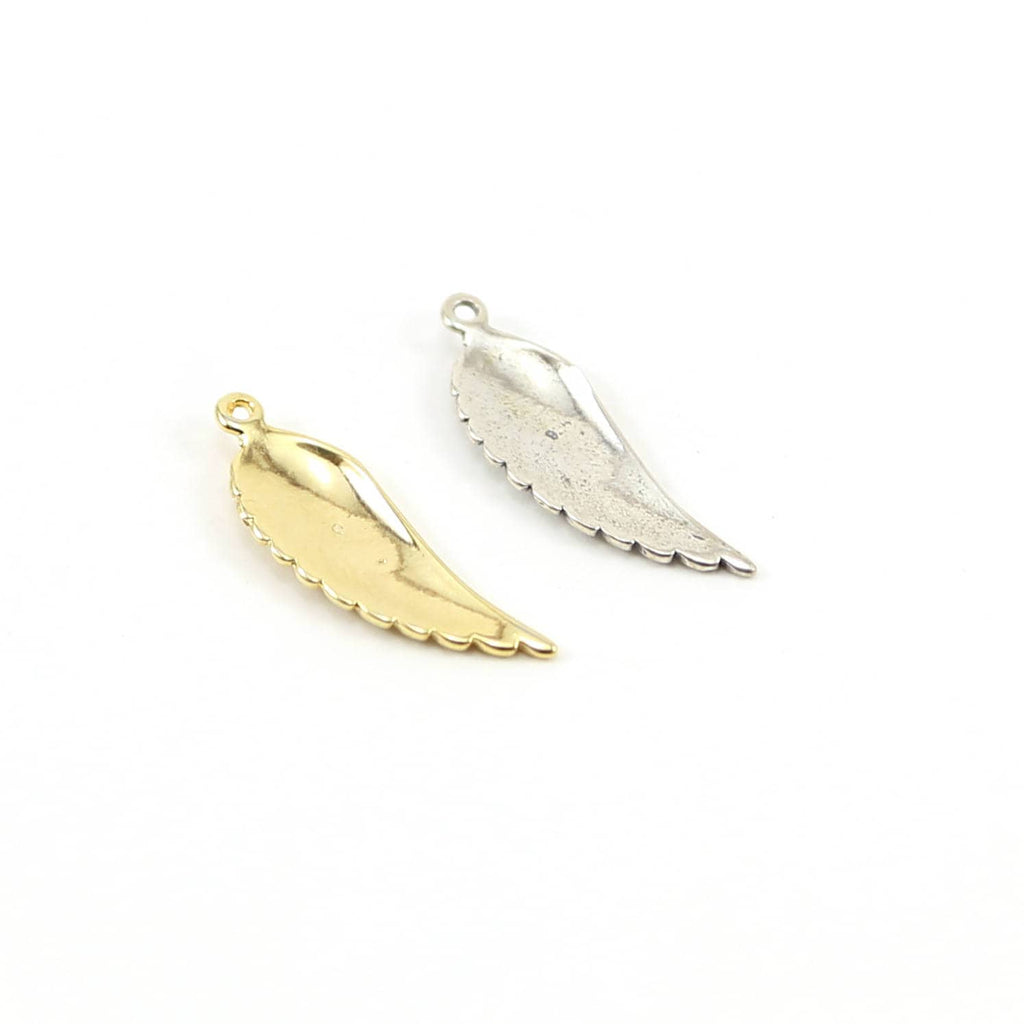 Sterling Silver or Vermeil Detailed Angel Wing Charm Religious Spiritual